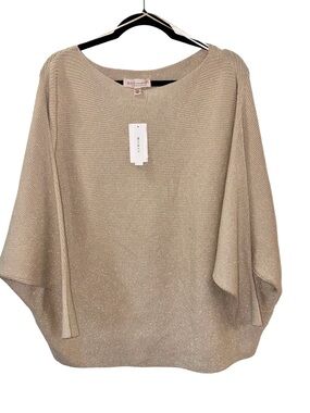 NWT Philosophy Gold Metallic Batwing Knit Boat Neck Sweater 3X